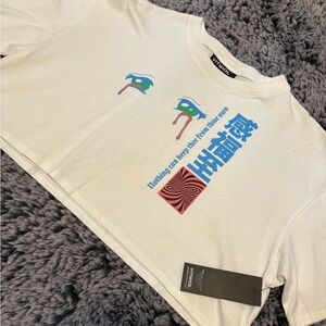 Zumiez White and Blue Graphic Crop Top